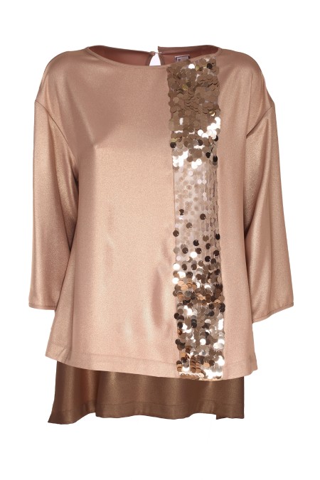 Shop ANTONIO MARRAS  T-shirt: Antonio Marras camicia "Muscari".
Camicetta morbida decorata con scintillanti paillettes dorate. 
Vestibilità dritta e oversize.
Composizione: 96% Poliestere 4% Elastan.
Fabbricato in Italia.. MUSCARI LB1004 D14-859